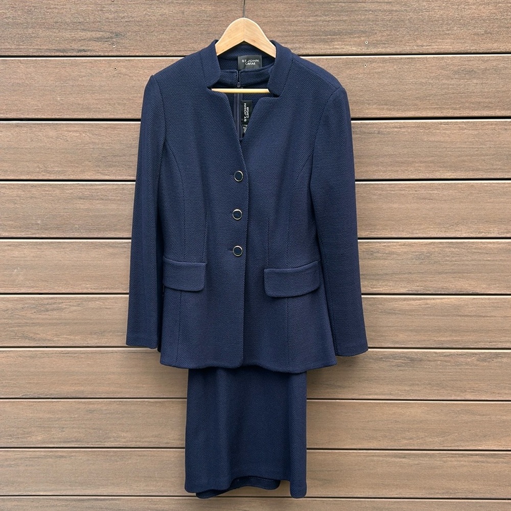 St John Caviar Dress and Blazer Set